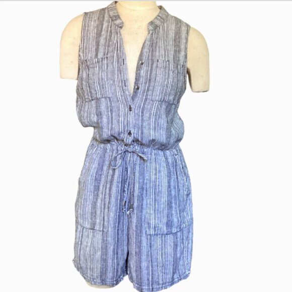 Kelly Renee Women's Linen-Rayon Sleeveless Romper Sz M #288K - Picture 1 of 6